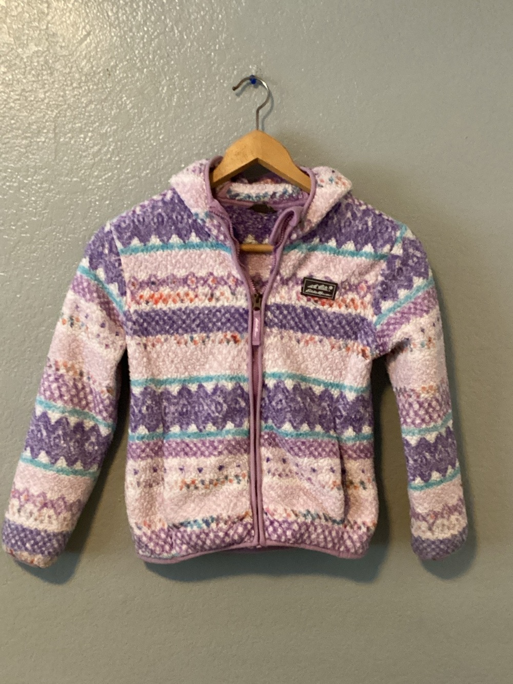 Eddie Bauer Purple Patterned Fleece Zip Hoodie - Kids